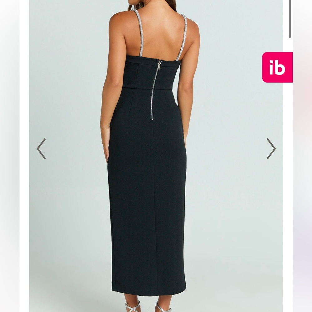 SHOWPO SHARLEY MIDI DRESS - DIAMANTE DETAIL PENCIL DRESS IN BLACK - Picture 5 of 9
